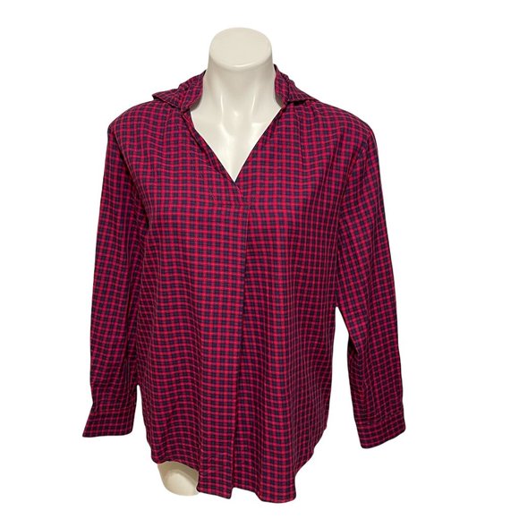 The Korner Small Red Blue Checkered Plaid Long Sleeve Hooded Top NEW WITH TAGS - Picture 2 of 8